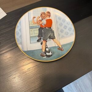 Norman Rockwell Plate with Boy in Red and Black